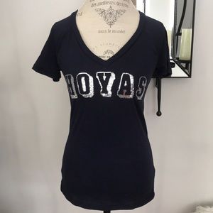PINK Georgetown Hoyas Navy Blue Silver Sequin V-Neck Collegiate T-Shirt …